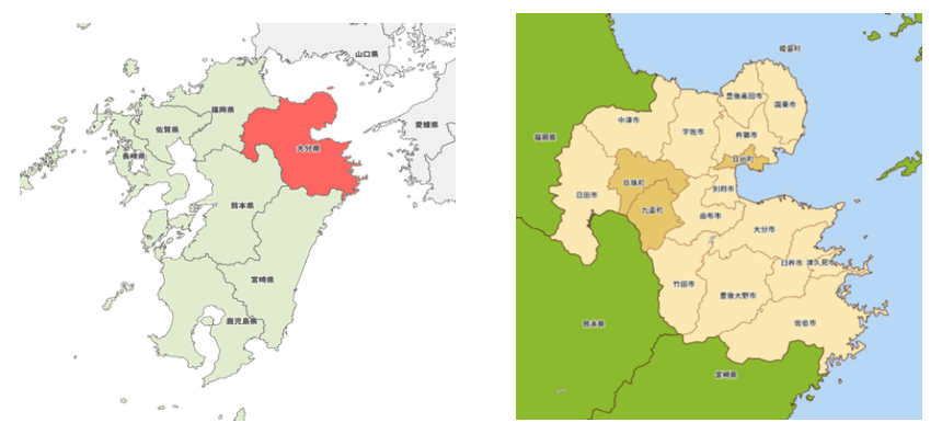 大分県地図（インターネットより引用）